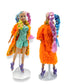 Rave Party Barbie by Guillotine - orange neon coat, rainbow hair, green jumpsuit