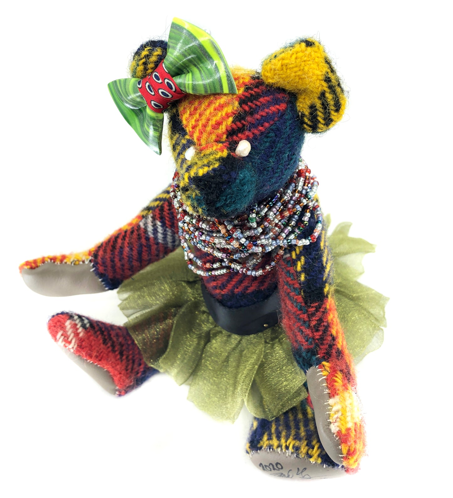 “Persephone” - wool tartan heirloom teddy bear